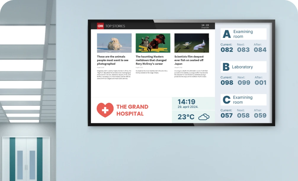 Wartebereich mit Infodisplay